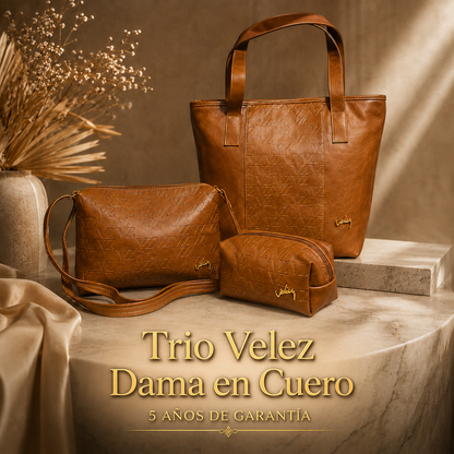 Trio Velez Dama en Cuero | ¡PRECIO ESPECIAL 80% OFF!